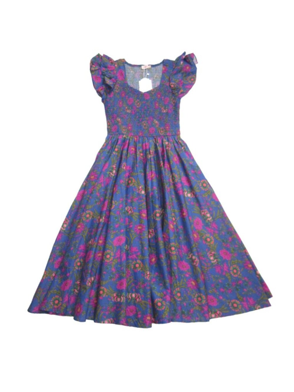 NWT Ivy City Co. Hattie Midi in Blue Multi Floral Smocked Cotton Dress S - Picture 3 of 9